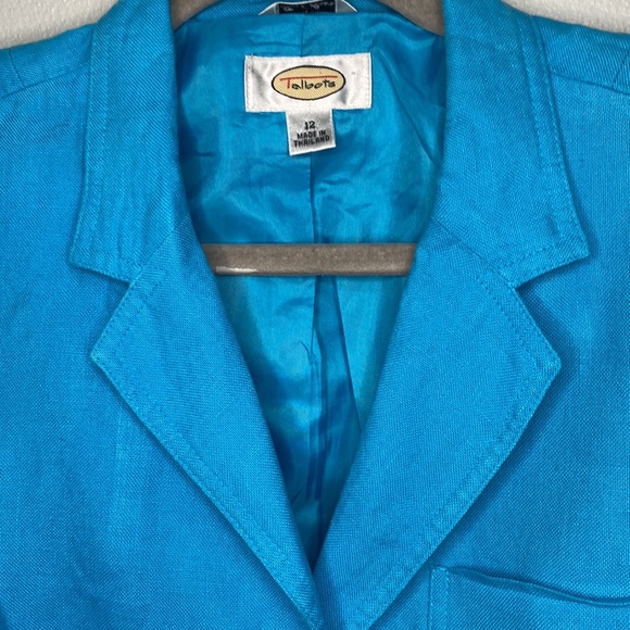 Talbots Teal Aqua Blazer Beautiful Color Size 12 - Picture 2 of 2